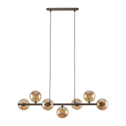 Lampadari Moderni-Selezionato da Mazzolaluce Lampadario moderno sfere vetro ambra per soggiorno