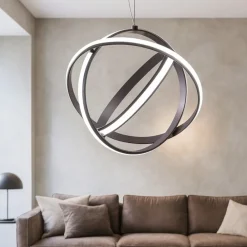 Lampadari Moderni-Selezionato da Mazzolaluce Lampadario moderno sferico per soggiorno cerchi led nero