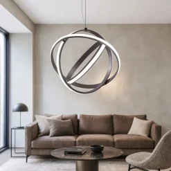 Lampadari Moderni-Selezionato da Mazzolaluce Lampadario moderno sferico per soggiorno cerchi led nero