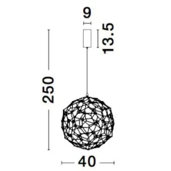 Lampadari Moderni-Selezionato da Mazzolaluce Lampadario moderno sole 40 cm led 21w 3000k sfera oro
