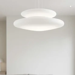 Lampadari Moderni-Ondaluce Lampadario moderno so pagoda 60cm doppio vetro bianco per soggiorno