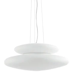 Lampadari Moderni-Ondaluce Lampadario moderno so pagoda 60cm doppio vetro bianco per soggiorno