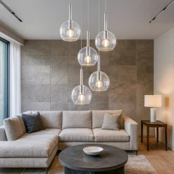 Lampadari Moderni-Top Light Lampadario moderno per soggiorno vetri trasparenti