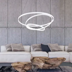 Lampadari Moderni-Selezionato da Mazzolaluce Lampadario moderno tre anelli bianco led 3000k