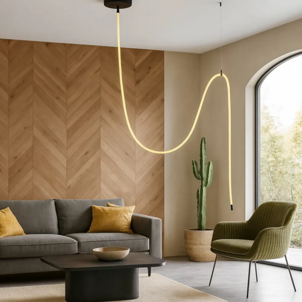 Lampadari Moderni-Selezionato da Mazzolaluce Lampadario moderno tubo di silincone led 33w 3000k dimmerabile