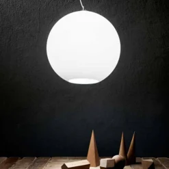 Lampadari Moderni-Perenz Illuminazione Lampadario moderno ufo sfera vetro bianco perenz