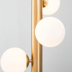 Lampadari Moderni-Selezionato da Mazzolaluce Lampadario moderno verticale oro tre vetri bianchi