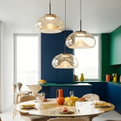 Lampadari Moderni-Gea Luce Lampadario moderno 3 vetri pendenti cognac fabas luce brena