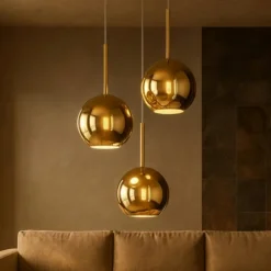 Lampadari Moderni-Top Light Lampadario moderno 3 vetri specchiati oro future