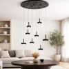 Lampadari Moderni-Ondaluce Lampadario nero a sospensione 8 luci led dimmerabile 3000k per tavolo soggiorno