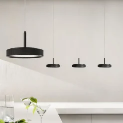 Lampadari Moderni-Ondaluce Lampadario nero a sospensione 8 luci led dimmerabile 3000k per tavolo soggiorno