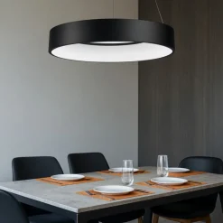Lampadari Moderni-Selezionato da Mazzolaluce Lampadario nero cerchio 60cm moderno led 42w 3000k