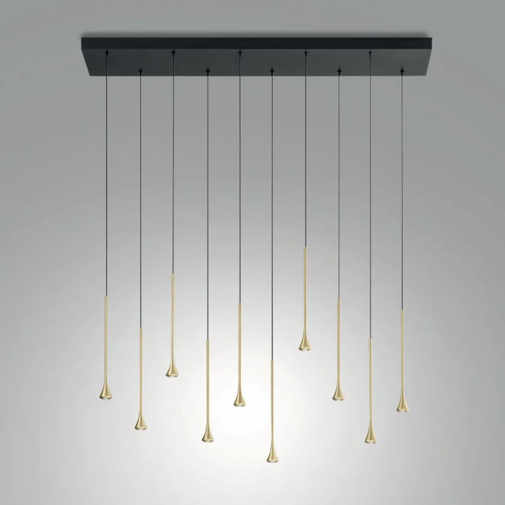 Lampadari Moderni-Fabas Luce Lampadario nero con lampade a sospensione ottone susa