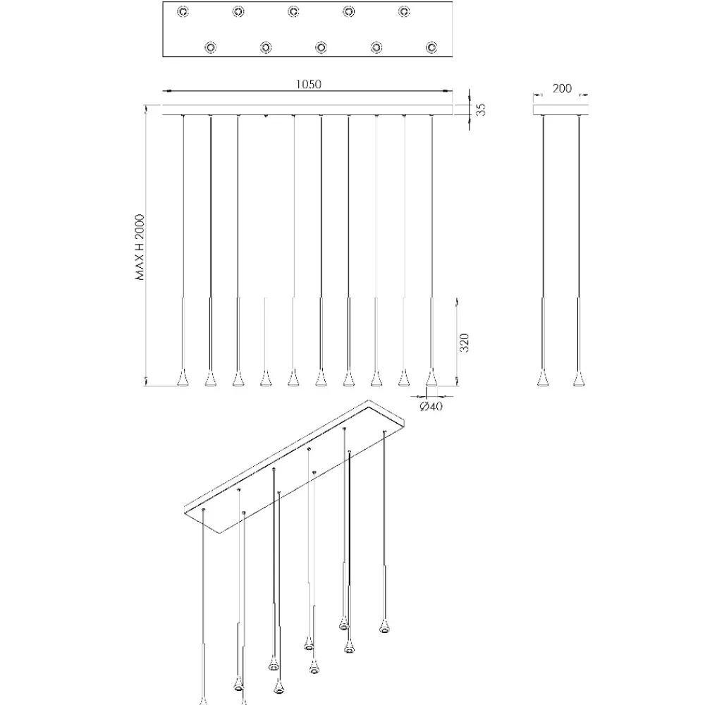 Lampadari Moderni-Fabas Luce Lampadario nero con lampade a sospensione ottone susa