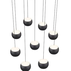 Lampadari Moderni-Selezionato da Mazzolaluce Lampadario nero con pendenti led 2700k-6500k per soggiorno moderno