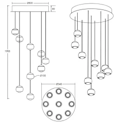 Lampadari Moderni-Selezionato da Mazzolaluce Lampadario nero con pendenti led 2700k-6500k per soggiorno moderno