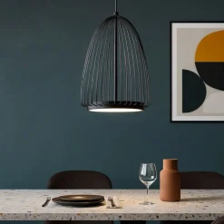 Lampadari Moderni-Selezionato da Mazzolaluce Lampadario nero desig moderno led gabbia di metallo per soggiorno
