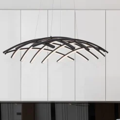 Lampadari Moderni-Selezionato da Mazzolaluce Lampadario nero design moderno per soggiorno led 83w dimmerabile