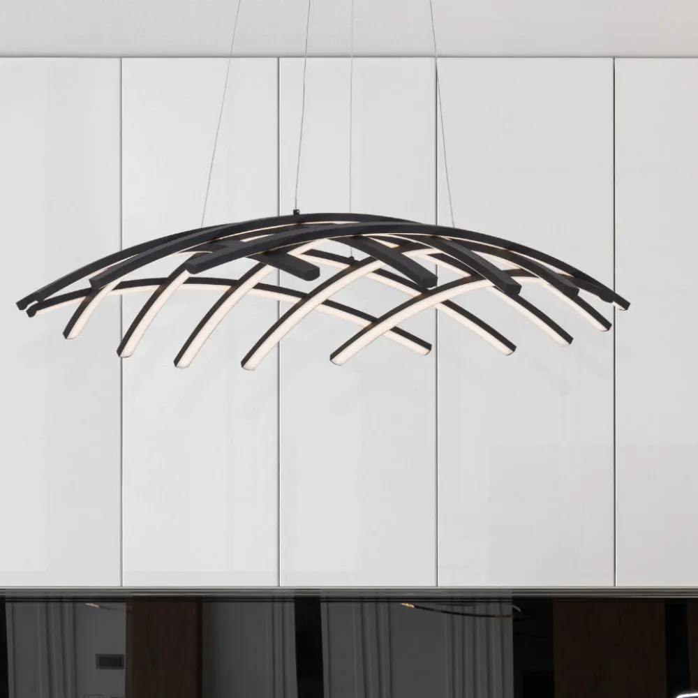 Lampadari Moderni-Selezionato da Mazzolaluce Lampadario nero design moderno per soggiorno led 83w dimmerabile