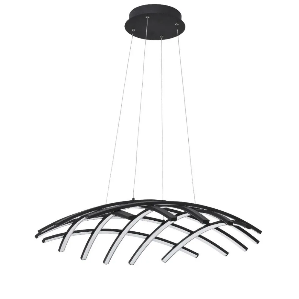 Lampadari Moderni-Selezionato da Mazzolaluce Lampadario nero design moderno per soggiorno led 83w dimmerabile