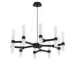 Lampadari Moderni-Selezionato da Mazzolaluce Lampadario nero design moderno 20 luci vetri tubolari per soggiorno