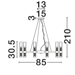 Lampadari Moderni-Selezionato da Mazzolaluce Lampadario nero design moderno 20 luci vetri tubolari per soggiorno