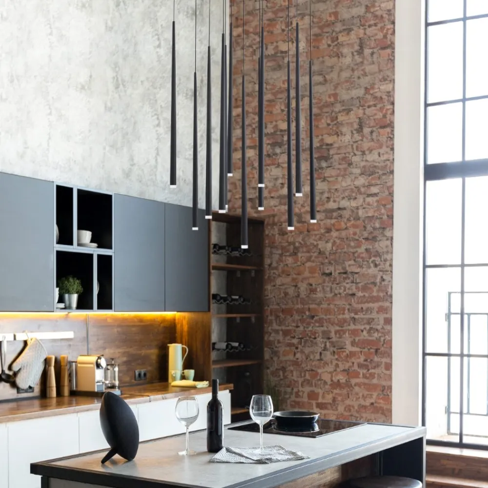Lampadari Moderni-Selezionato da Mazzolaluce Lampadario nero design pendenti led per soggiorno moderno