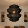 Lampadari Moderni-Selezionato da Mazzolaluce Lampadario nero in rattan 50 cm a sospensione