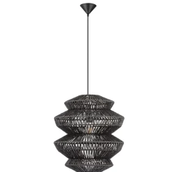 Lampadari Moderni-Selezionato da Mazzolaluce Lampadario nero in rattan 50 cm a sospensione
