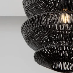 Lampadari Moderni-Selezionato da Mazzolaluce Lampadario nero in rattan 50 cm a sospensione