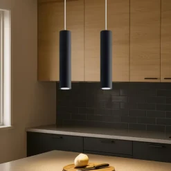 Lampadari Cucina-Selezionato da Mazzolaluce Lampadario nero 2 luci cilindri per cucina