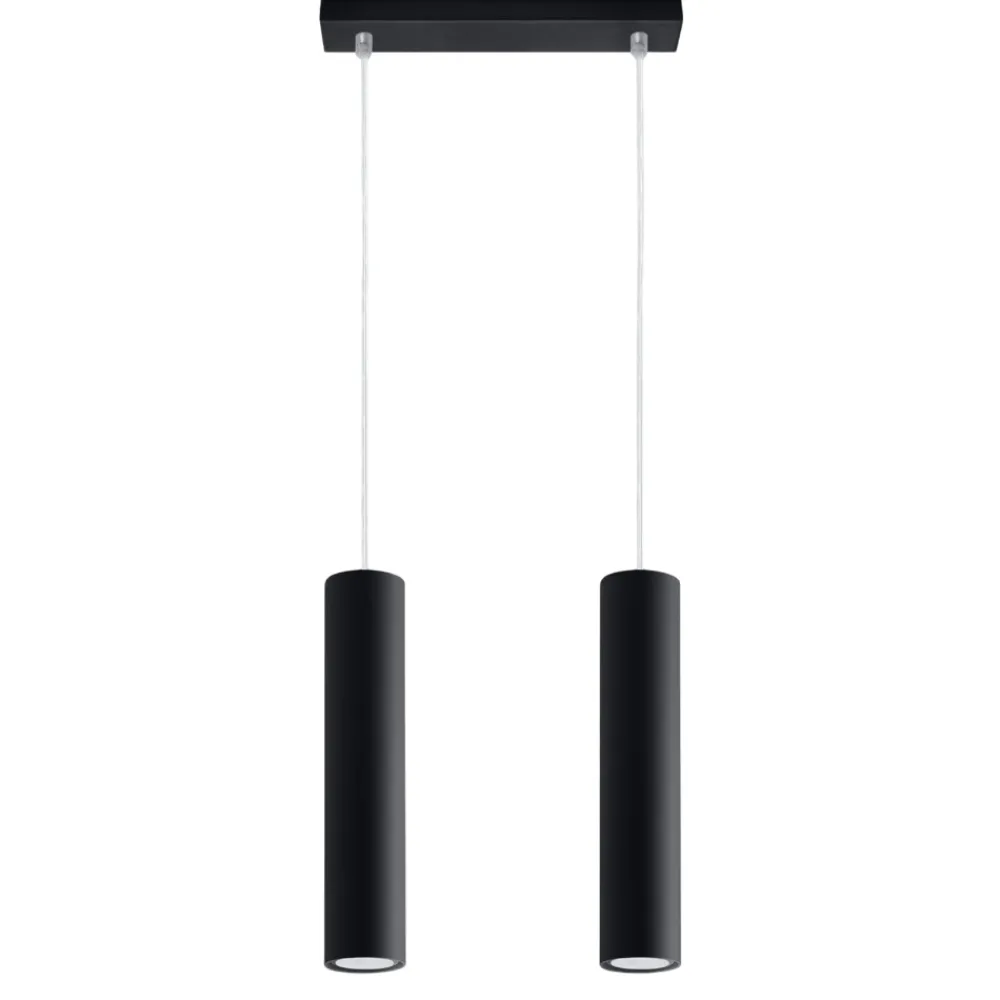 Lampadari Cucina-Selezionato da Mazzolaluce Lampadario nero 2 luci cilindri per cucina
