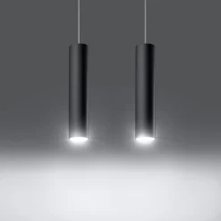 Lampadari Cucina-Selezionato da Mazzolaluce Lampadario nero 2 luci cilindri per cucina