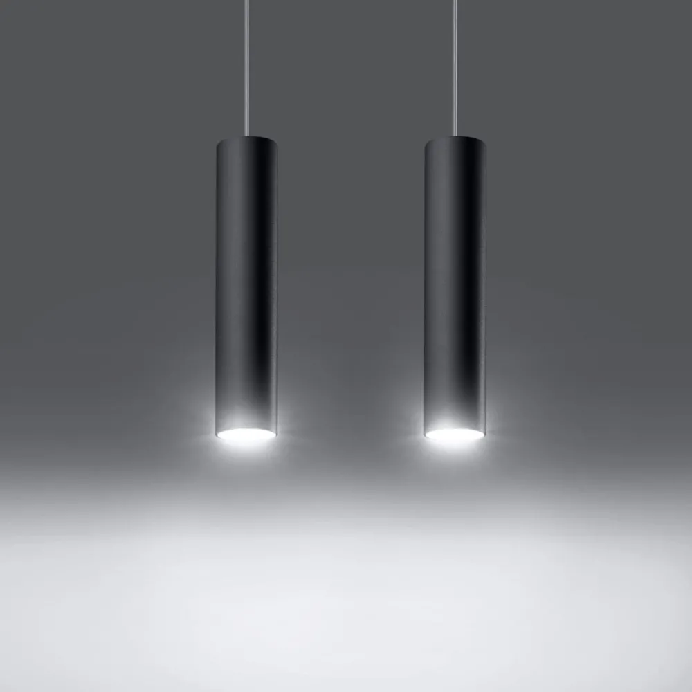 Lampadari Cucina-Selezionato da Mazzolaluce Lampadario nero 2 luci cilindri per cucina