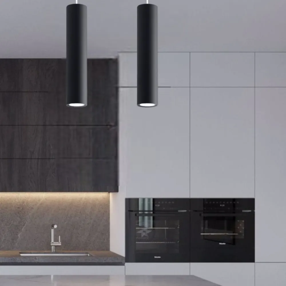 Lampadari Cucina-Selezionato da Mazzolaluce Lampadario nero 2 luci cilindri per cucina
