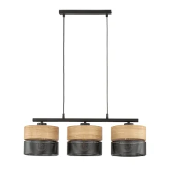 Lampadari Moderni-Selezionato da Mazzolaluce Lampadario nero 3 luci quercia per sala da pranzo moderna
