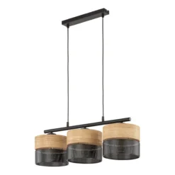 Lampadari Moderni-Selezionato da Mazzolaluce Lampadario nero 3 luci quercia per sala da pranzo moderna