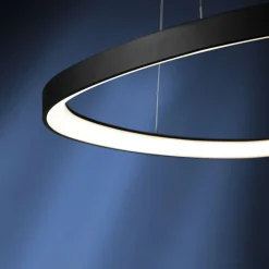 Lampadari Moderni-Vivida International Lampadario nero moderno led 48w 3000k 4000k dimmerabile vivida lifering