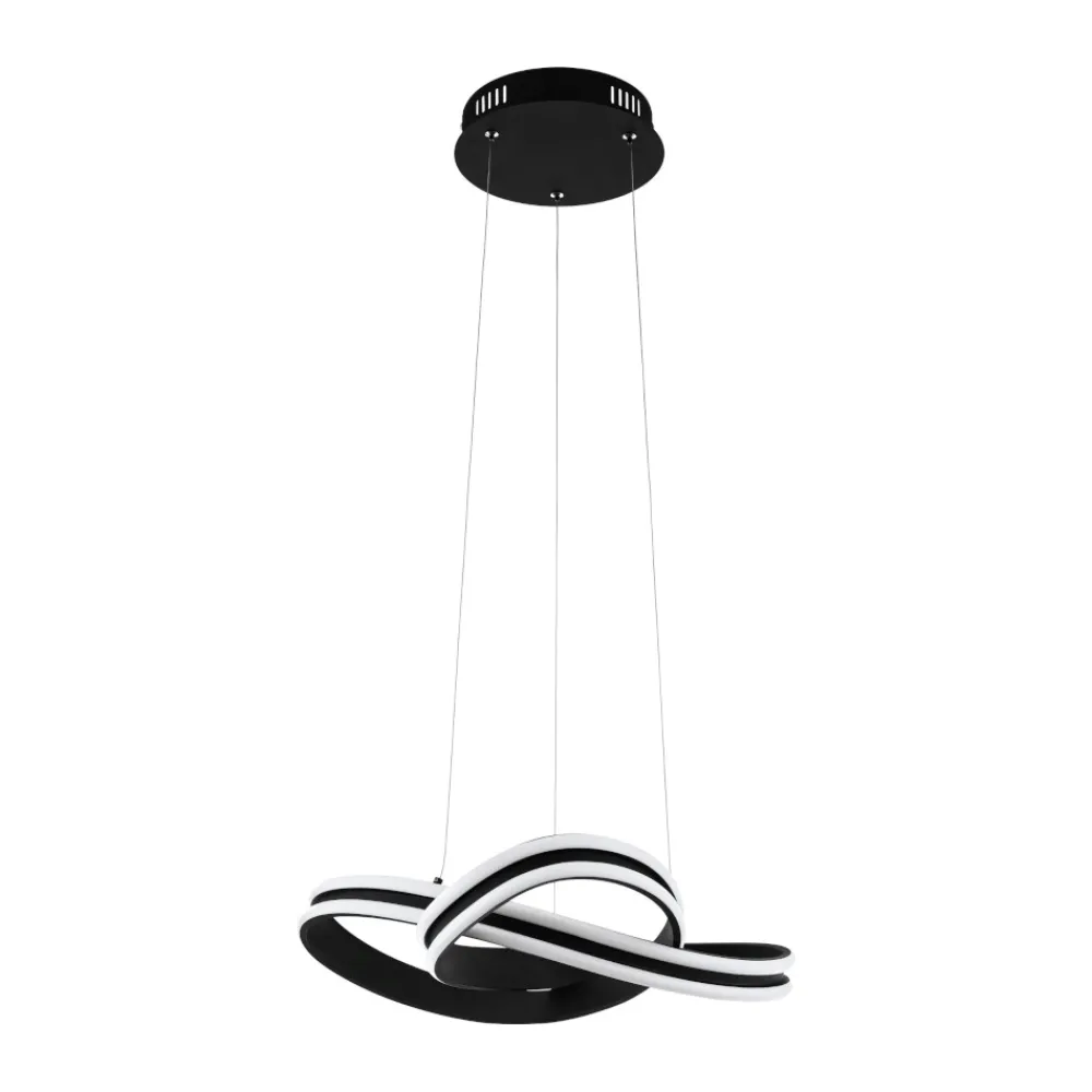 Lampadari Moderni-Eglo Lampadario nero moderno per soggiorno intreccio led 36w 3000k corredera