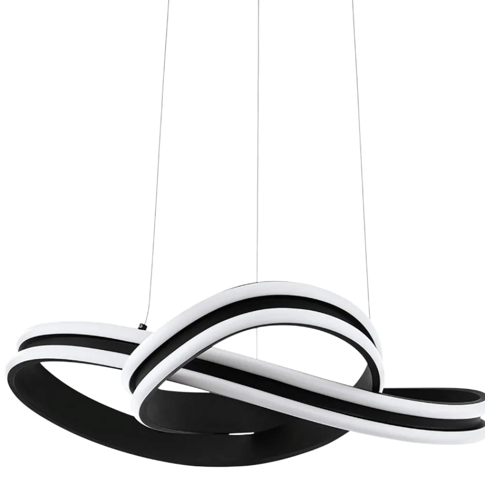 Lampadari Moderni-Eglo Lampadario nero moderno per soggiorno intreccio led 36w 3000k corredera
