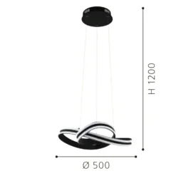 Lampadari Moderni-Eglo Lampadario nero moderno per soggiorno intreccio led 36w 3000k corredera