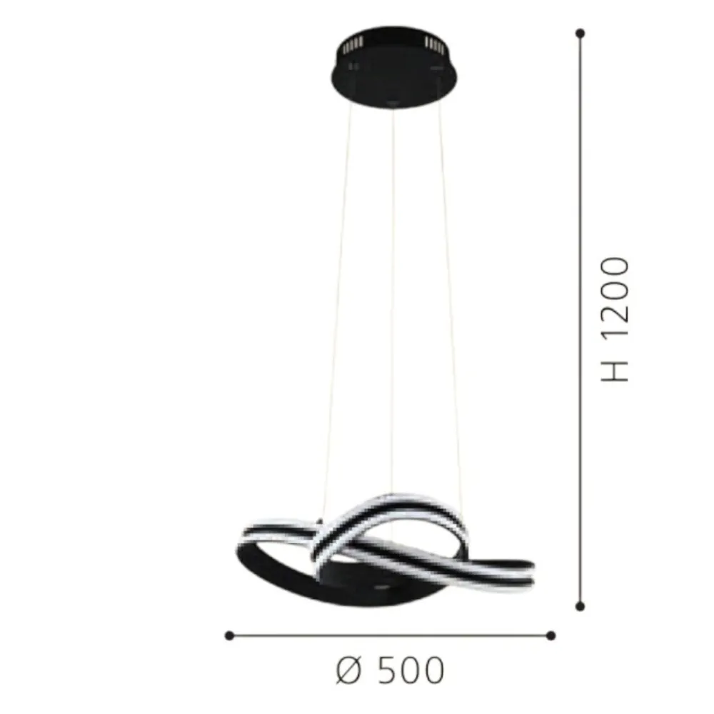 Lampadari Moderni-Eglo Lampadario nero moderno per soggiorno intreccio led 36w 3000k corredera