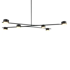 Lampadari Moderni-Selezionato da Mazzolaluce Lampadario nero oro moderno per tavolo da soggiorno