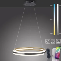 Lampadari Moderni-Selezionato da Mazzolaluce Lampadario nero oro per soggiorno led 2700k a 5000k app con telecomando