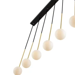 Lampadari Moderni-Selezionato da Mazzolaluce Lampadario nero oro sfere di vetro bianco per tavolo soggiorno