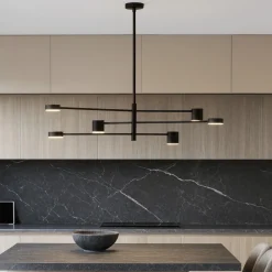 Lampadari Cucina-Selezionato da Mazzolaluce Lampadario nero per cucina moderna led 3000k luci orientabili dimmerabili