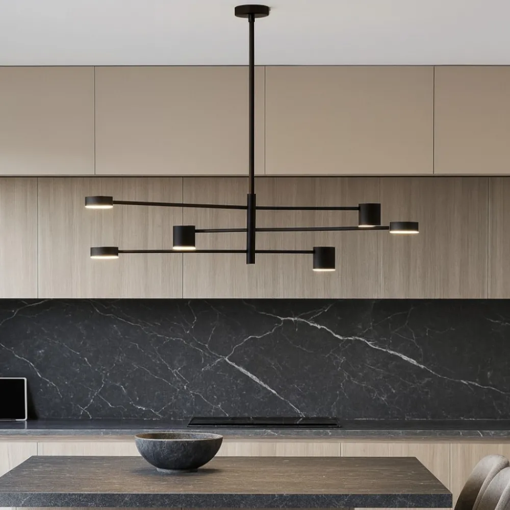 Lampadari Cucina-Selezionato da Mazzolaluce Lampadario nero per cucina moderna led 3000k luci orientabili dimmerabili