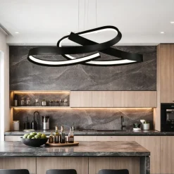 Lampadari Cucina-Selezionato da Mazzolaluce Lampadario nero per cucina moderna intreccio led 47w 2700k 3000k 4000k