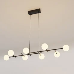 Lampadari Moderni-Selezionato da Mazzolaluce Lampadario nero sfere vetro per tavolo soggiorno lampadine incluse