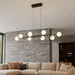Lampadari Moderni-Selezionato da Mazzolaluce Lampadario nero sfere vetro per tavolo soggiorno lampadine incluse
